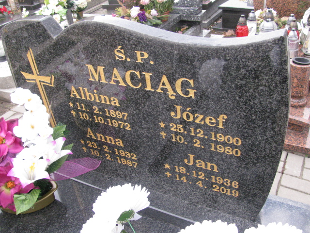 Józef Maciąg 1900 Ruda Śląska Kochłowice - Grobonet - Wyszukiwarka osób pochowanych